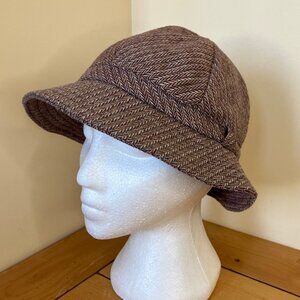 Herringbone Tweed Bucket Hat Ladies Vintage Fersten Headwear Made in Canada